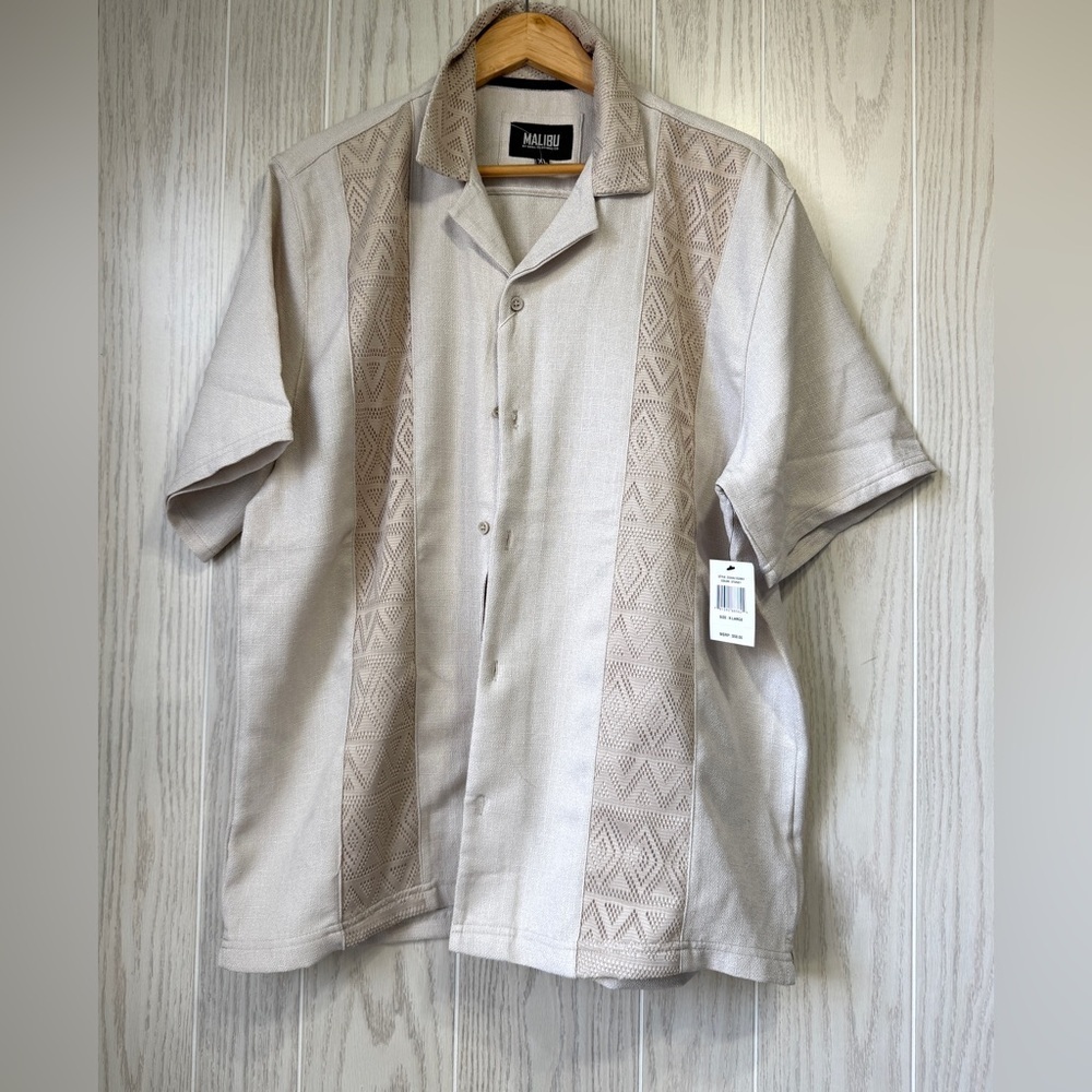 Malibu Stone Short Sleeve Button Front Shirt Size XL NWT